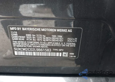 2020 BMW X7 xDrive40I z USA, uszkodzony, nr VIN 5UXCW2C02L9B61583